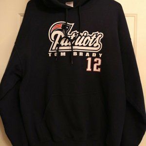 Patriots Hoodie Sweatshirt Tom Brady 12 Navy Blue